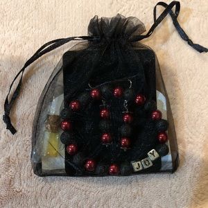 Personalized Handmade beaded jewelry set.  10% of sales to WeSpark, cancer comm.